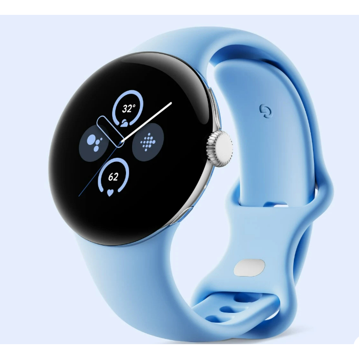 大特價！全新！保固一年！Google Pixel Watch 2 金屬銀鋁製錶殼/海灣藍運動錶帶 (LTE 版)