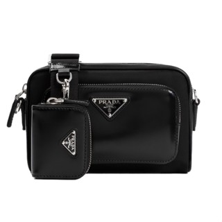 Prada 2VH172 Re-Nylon 和亮面皮革迷你肩揹包 黑色