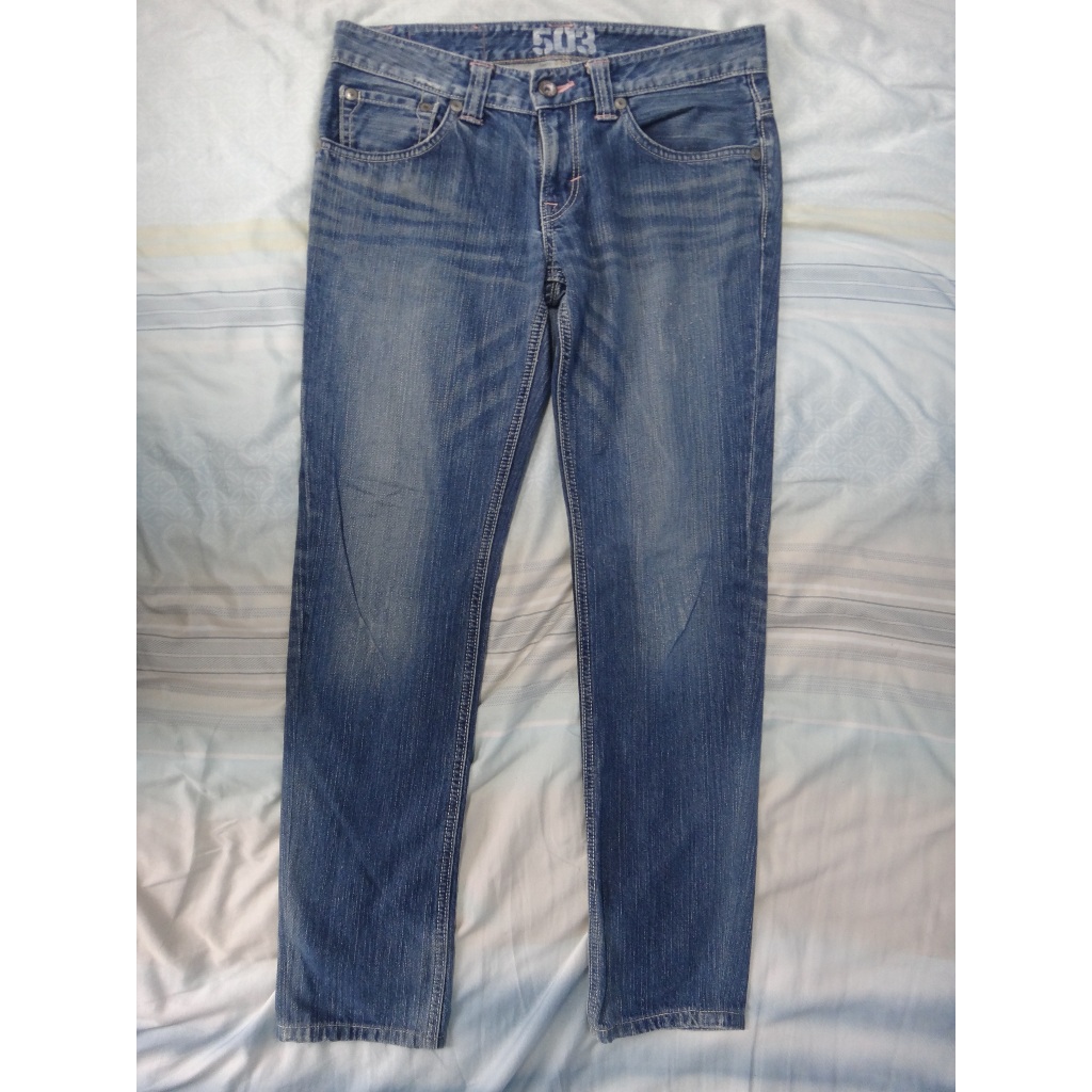 正品 EDWIN 503 淡藍色 低腰 窄管牛仔褲 size: L