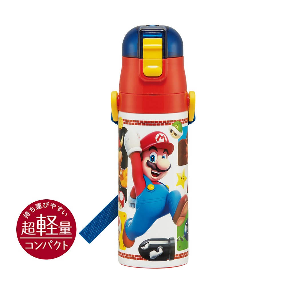 Skater Super Mario Stainless Water Bottle 580ml As Shown in Figure One Size