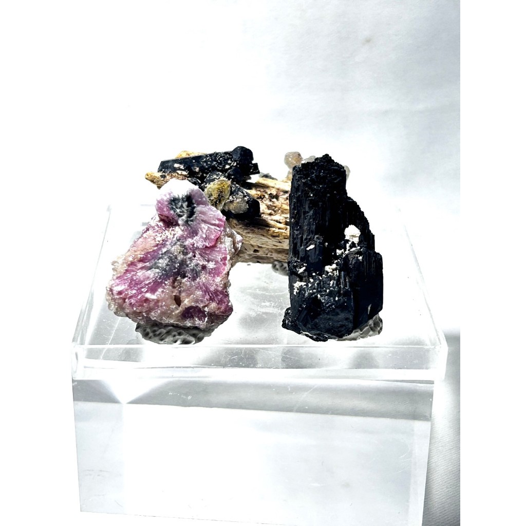 晶曠神怡~納米比亞電氣石、蕈菇狀電氣石等原礦組合-碧璽(電氣石)系列3件組合~收藏家開心組~