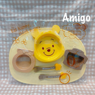 日本製 迪士尼 維尼 小熊維尼 兒童 幼童 餐具 餐具組 學習餐具 造型餐具 湯匙 叉子 碗 餐盤 禮盒 禮物