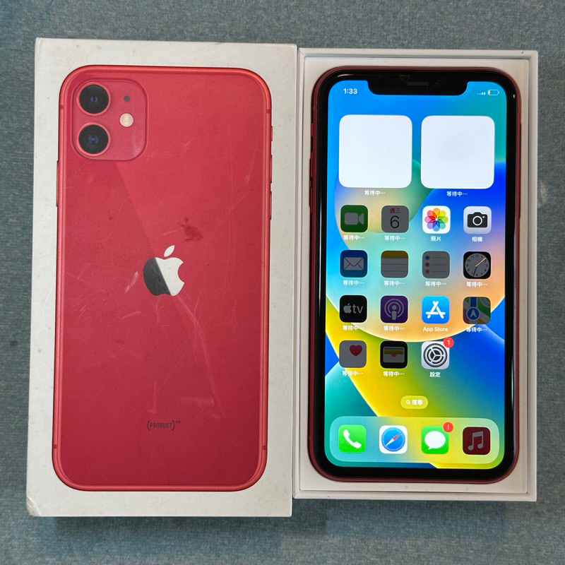 iPhone 11 128G 紅 功能正常 二手 Iphone11 i11 6.1吋 apple 蘋果 螢幕刮傷 台中