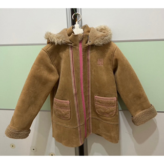 二手衣 ESPRIT 女生 大衣 童裝 羊羔毛 麂皮外套 立領保暖 冬天外套