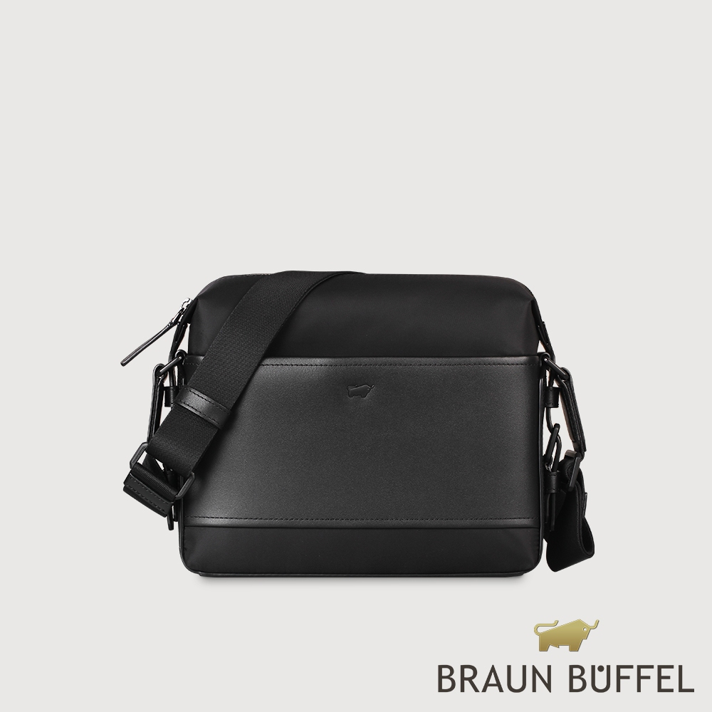 【BRAUN BUFFEL 德國小金牛】台灣總代理 尼爾-B 橫式斜背包-黑色/BF522-62-BK