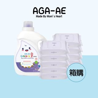 【洗衣精+濕巾組】韓國 AGA 厚濕紙巾(70抽/10包)+洗衣精(3L/罐)【安琪兒婦嬰百貨】