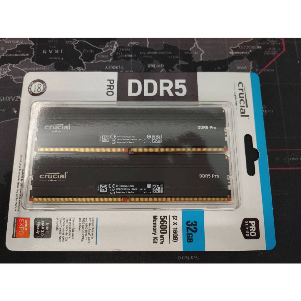 Micron 美光 Crucial Pro 超頻 DDR5 5600 32GB 雙通道  (16GBx2)