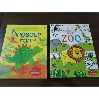 Usborne 兒童英文貼紙書first colouring book Zoo Dinosaur Fun