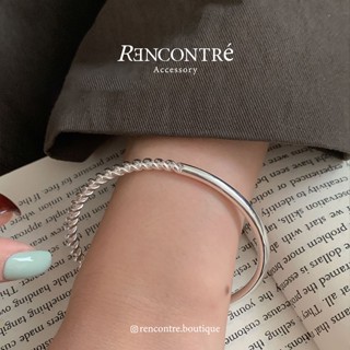 『現貨🇰🇷韓國高訂系列 重工超厚磅！亮銀雙拼麻花手鐲 手環』Rencontre 925純銀 捲捲 個性 光面 亮面 手鐲
