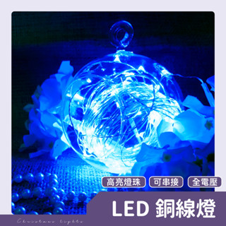 【銅線燈-藍光】✨光譜照明 LED 聖誕燈 10米100燈 接頭可串接 防水控制器 閃爍 佈置 婚禮 生日 派對 氛圍燈