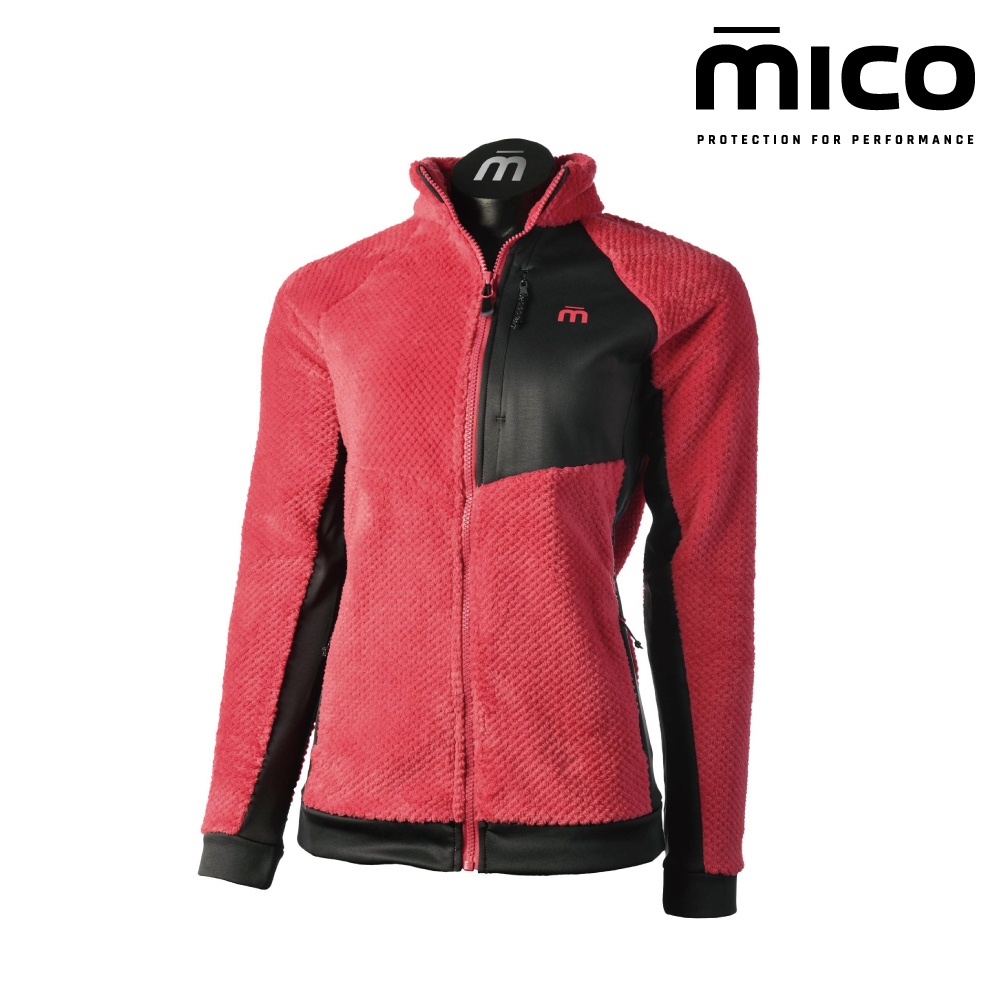 MICO 女 THERMO 胸前口袋保暖絨毛外套 MA0735 【867桃-黑】/ 舒適透氣、戶外機能