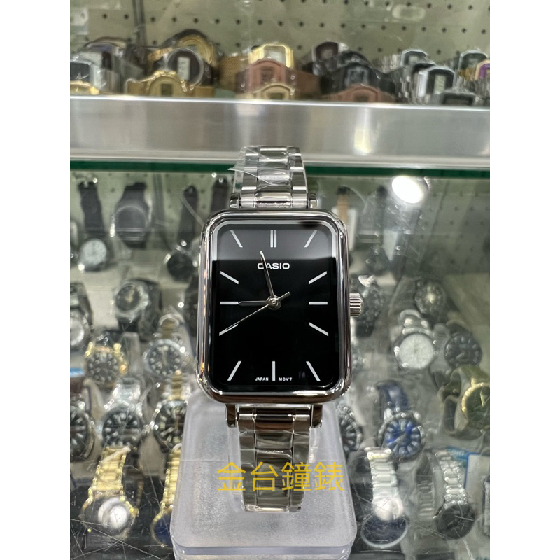 【金台鐘錶】CASIO 卡西歐 簡潔(長方形)(女錶) (哈韓) 必備的基本錶款(銀x黑面)LTP-V009D-1E