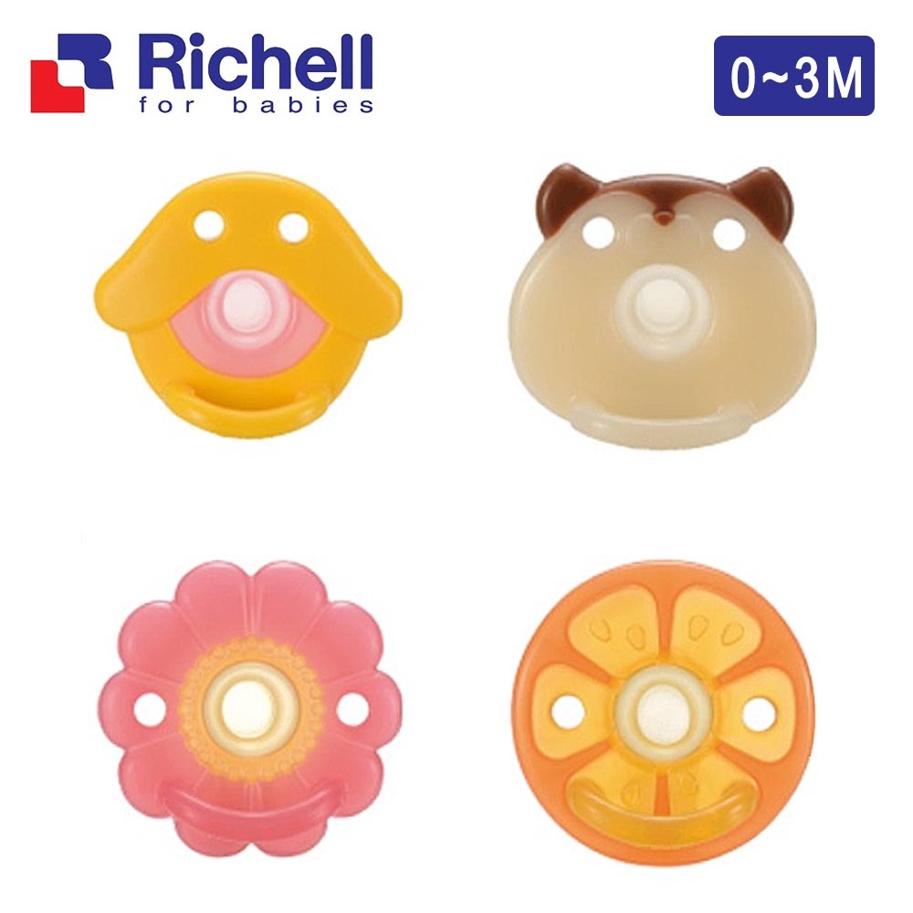 《Richell-利其爾》全矽膠安撫奶嘴含外盒-繽紛樂系列0-3M-福利品