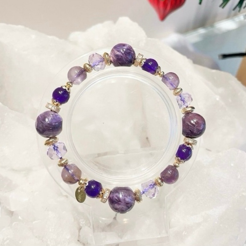 紫龍晶+紫水晶+極光23⚛️水晶設計手鍊