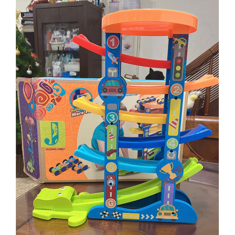 「二手」兒童益智玩具 滑翔軌道車 競速車 停車場汽車 兒童益智玩具 3-6歲親子互動玩具