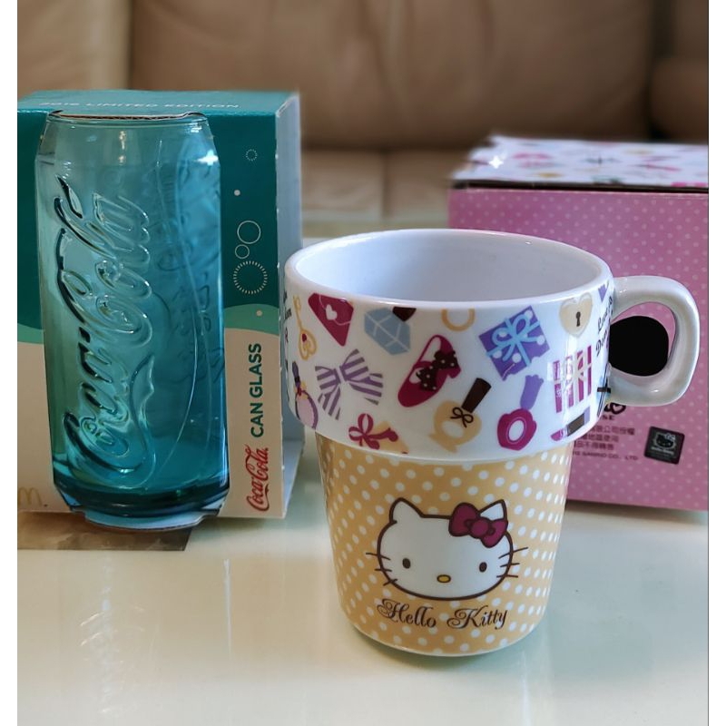 Hello Kitty 馬克杯 + 可口可樂玻璃杯 （全新）