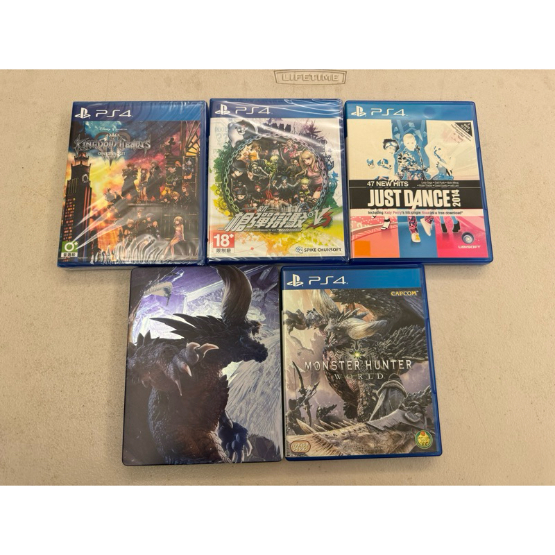 ps4 新槍彈辯駁V3全新、王國之心日文版、舞力全開2014、魔物獵人世界、魔物獵人冰原鐵盒版