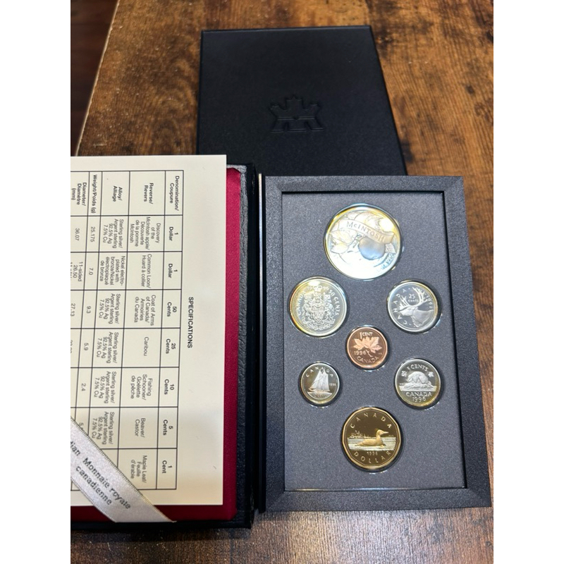 加拿大🇨🇦1996年度精鑄套幣，內含1枚「麥金托什蘋果公司成立200週年1元紀念銀幣（0.925銀）」-附原裝塑膠硬盒