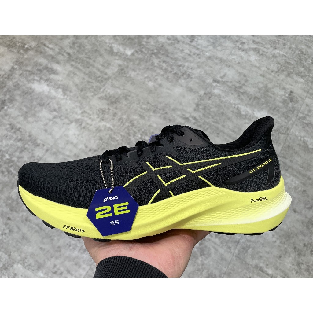 【BOBO】ASICS GT-2000 12 (2E寬楦) 黑黃 慢跑鞋 男 1011B689-003