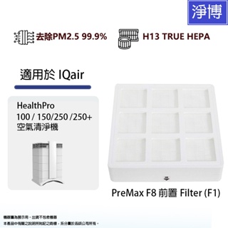 適用iq air iqair healthpro 100 150 250+取代f8 premax(f1)前置hepa濾網