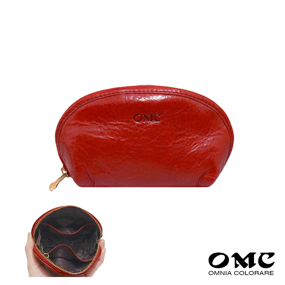 【OMC】微NG福利品-新品-皮面較皺-原廠價2300-貝殼型牛皮鑰匙包零錢包
