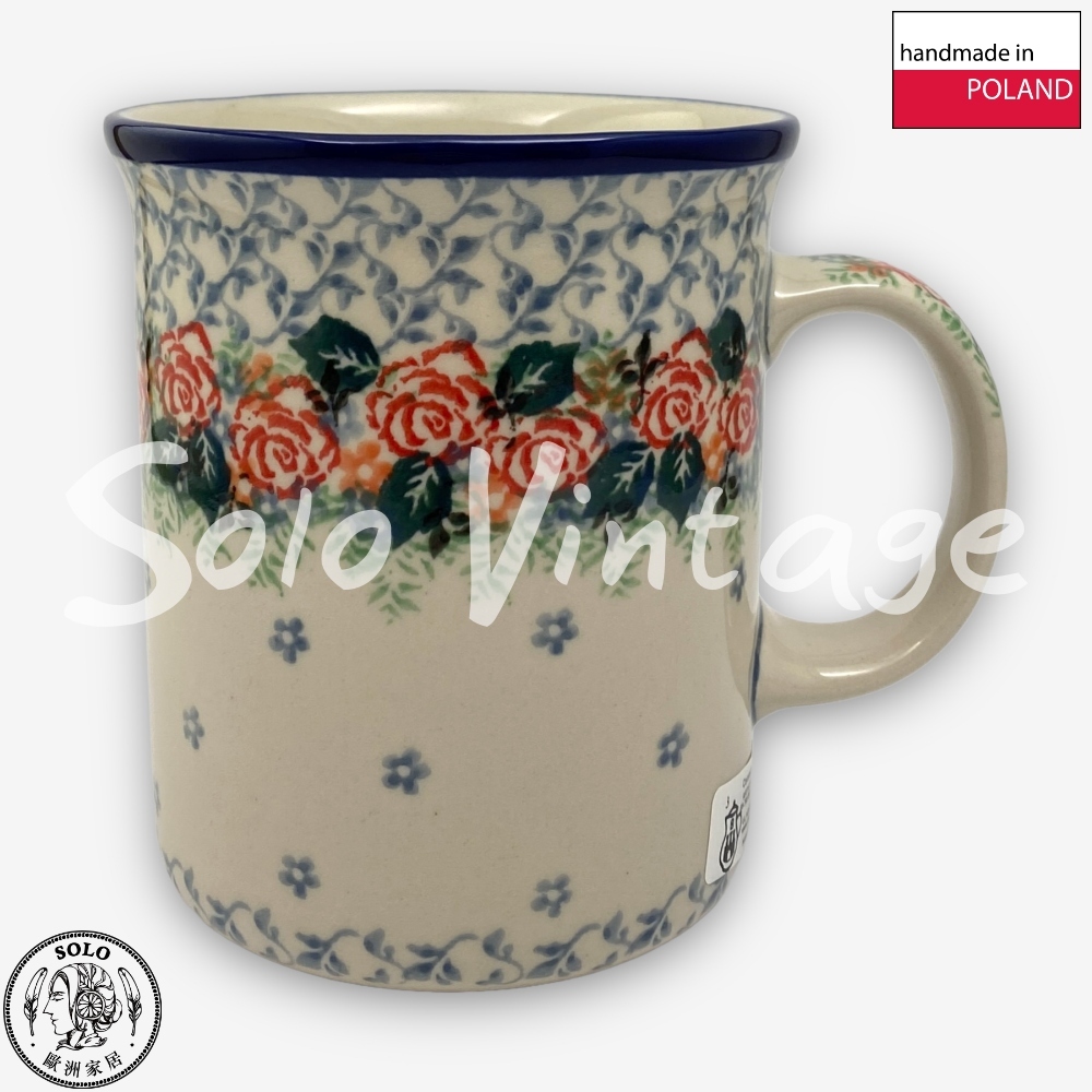 【SOLO歐洲家居】CA 波蘭陶 440ml 馬克杯 水杯 茶杯 咖啡杯 藤蔓玫瑰系列 設計師款