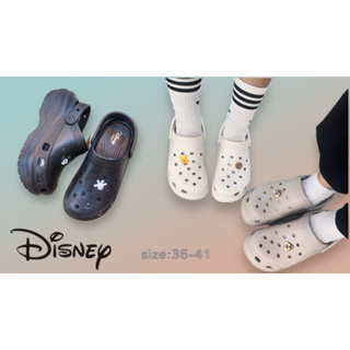 DISNEY 迪士尼 防水 輕量 洞洞鞋 布希鞋 增高 厚底 6公分 雨鞋 女生