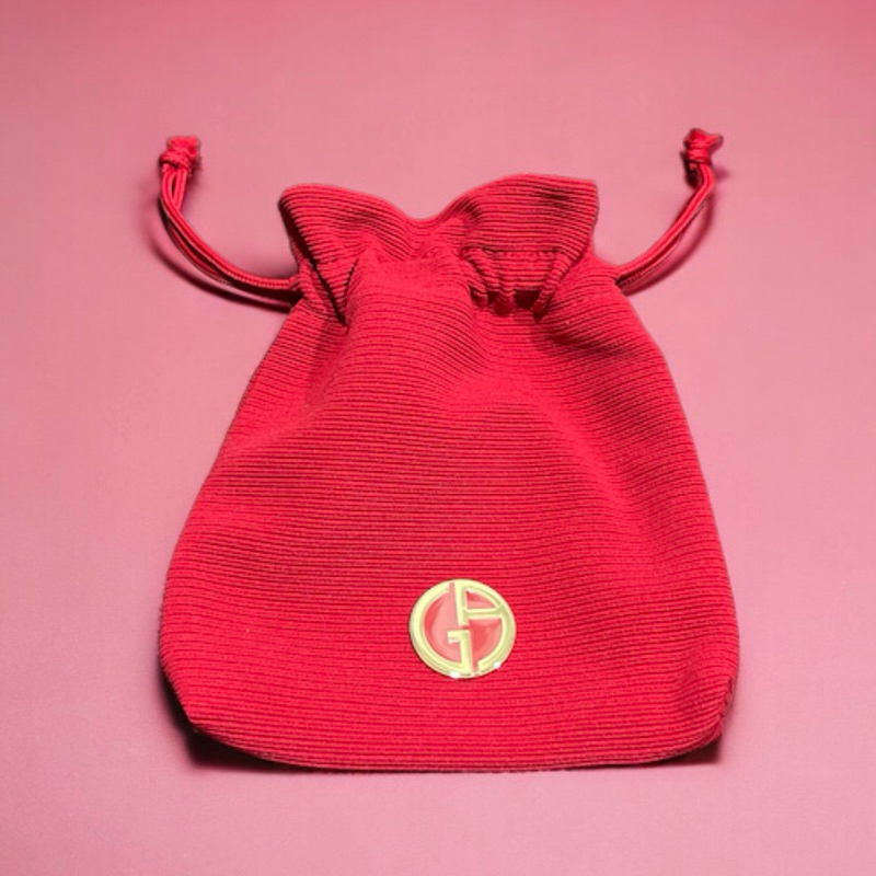 Giorgio Armani 紅色絲絨抽繩束口袋/收納袋/珠寶袋/化妝包（無外包裝附黑防塵袋）