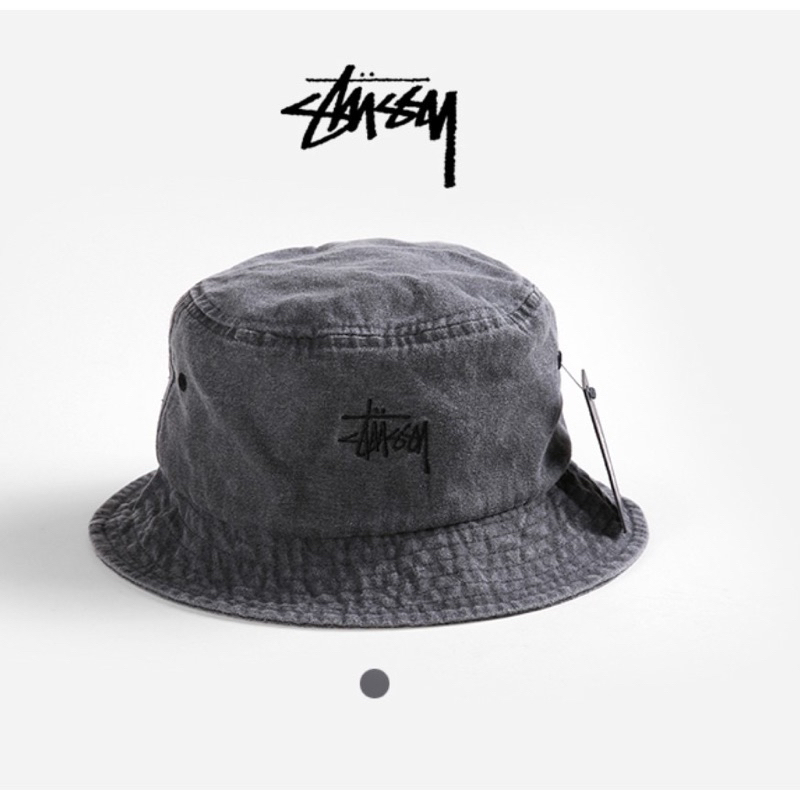 《正品現貨 快速出貨》 Stussy 刺繡logo 牛仔灰 丹寧水洗漁夫帽  男女情侶帽 IU 黃偉晉 BTS 易烊千璽