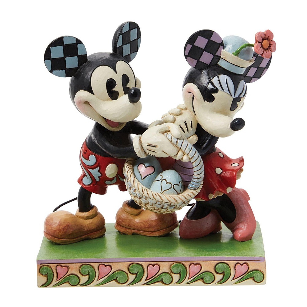 Enesco精品雕塑 Disney 迪士尼 米奇和米妮春暖花開復活節彩蛋居家擺飾 EN38201