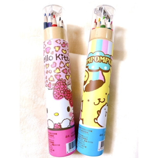 三麗鷗授權/ Hello Kitty凱蒂貓 布丁狗 12色木頭色筆🎨色鉛筆 附贈削筆器