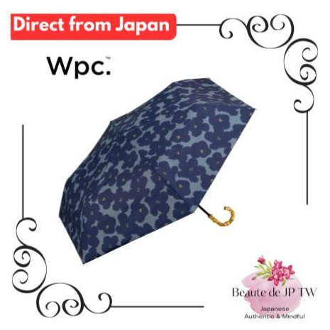 【日本直送】 Wpc. 遮陽遮光圖案印花迷你花印花深海軍摺疊傘 55cm 女式晴雨結合遮陽 UV Cut 100% 竹柄