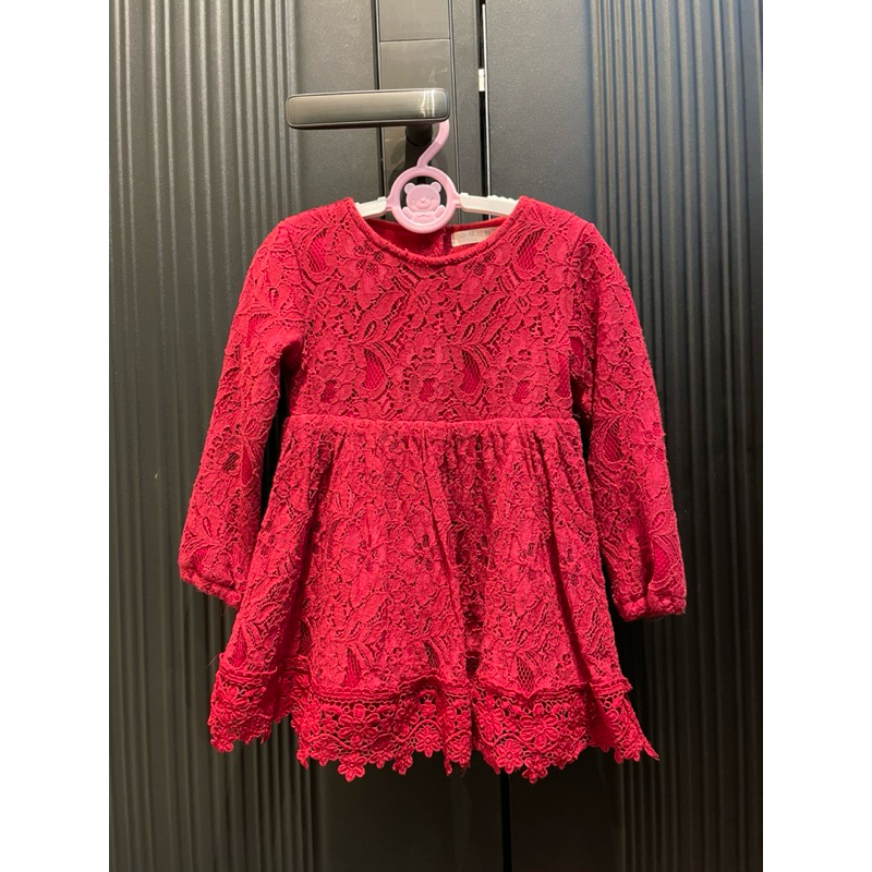 兒童 女童 過年洋裝 蕾絲洋裝 紅色 蝴蝶結 衣標100cm