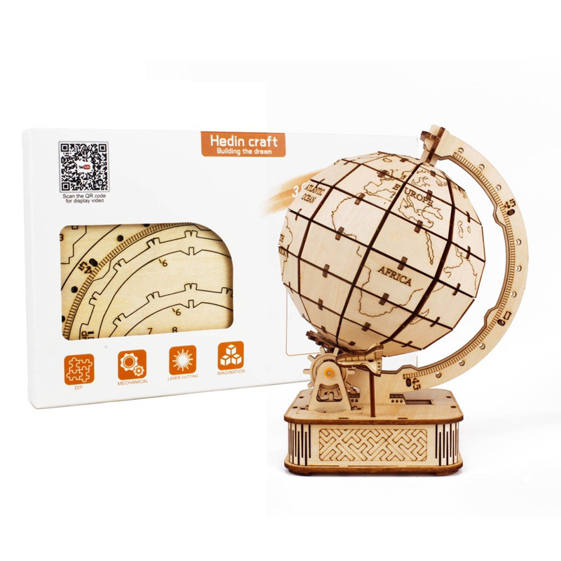 地球儀 3D立體拼圖裝飾品DIY手工木製拼圖木製擺飾立體模型春節過年新年禮物組裝商品益智遊戲