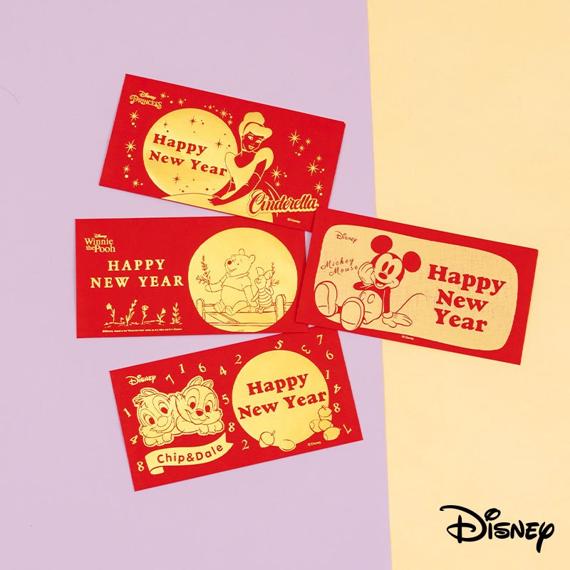 迪士尼｜迪士尼橫式燙金紅包袋(3入) 維尼 米奇 公主 奇奇蒂蒂 信封 紅包袋 紀念品 收藏 NP452 文具旗艦店