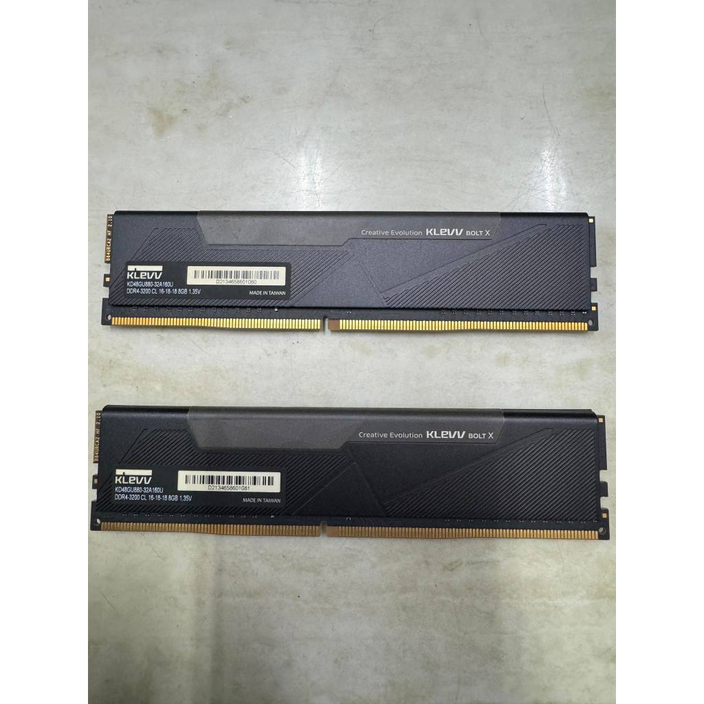 【KLEVV科賦】16G DDR4-3200 記憶體 雙通道 含散熱片 單支8G 原廠終身保固 $700