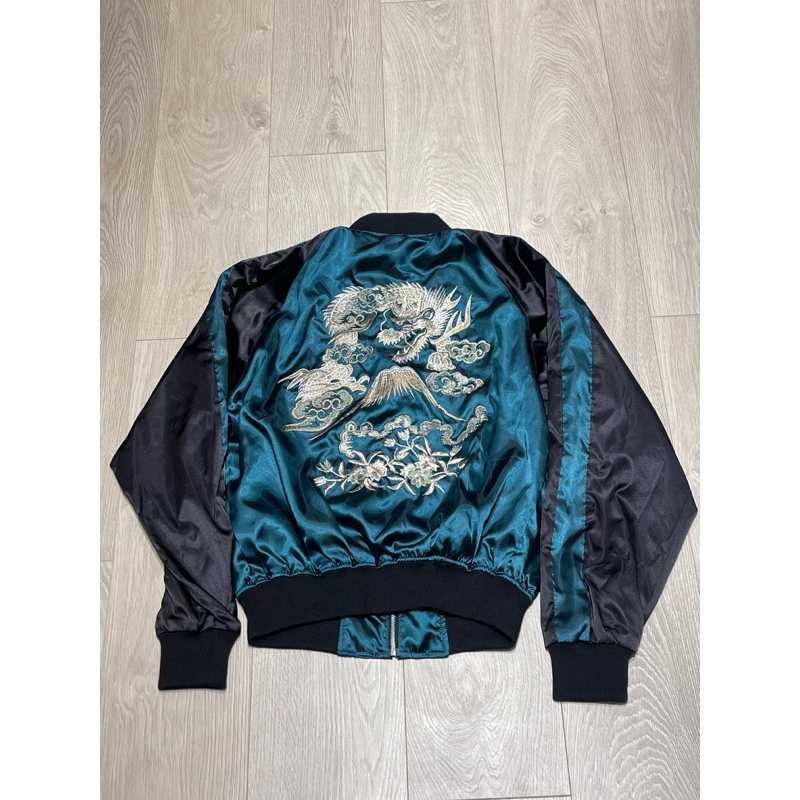 日本 製造 龍 鱗 龍 浮士繪 全 刺繡 外套 棒球 教練 夾克 橫須賀