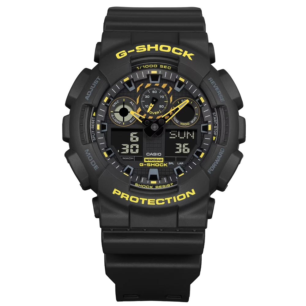 CASIO 卡西歐 G-SHOCK 時尚 酷炫黑黃色彩雙顯錶(GA-100CY-1A )