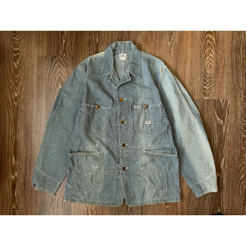 Vintage 60s Lee 98-j Hickory sun faded chore jacket 條紋 工裝 外套