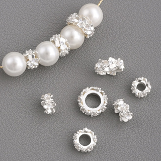 宏雲Hongyun-Ala- 包925厚銀保色鑲鋯石花環隔珠圈珠托隔片手工串珠diy飾品配飾材料