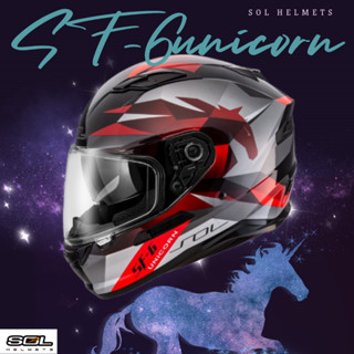 🍀Lucky幸運安全帽🍀SOL-SF-6 sf6 獨角獸 黑紅彩繪 內墨鏡 浮動式鏡座 EPS完全防護 全罩 MIT