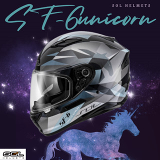 🍀Lucky幸運安全帽🍀SOL-SF-6 sf6 獨角獸 黑銀彩繪 內墨鏡 浮動式鏡座 EPS完全防護 全罩 MIT臺灣