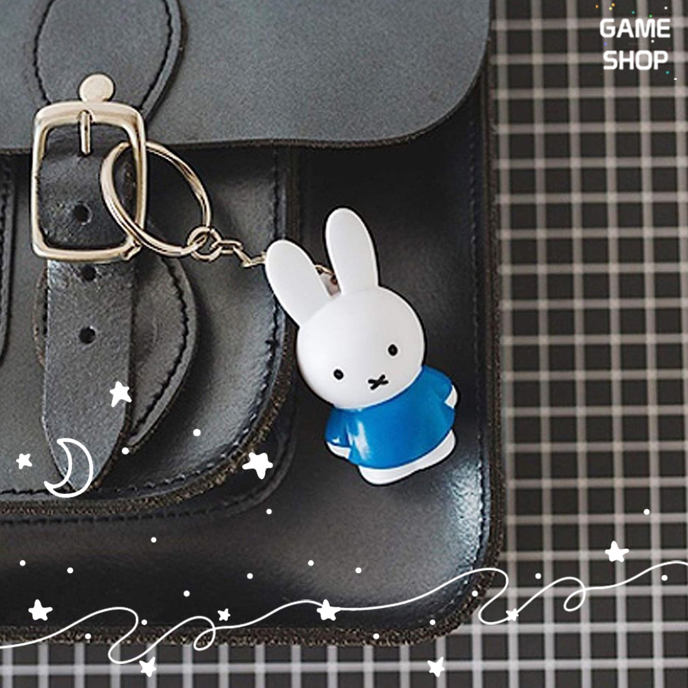 Miffy 米菲兔商店 Miffy 米菲兔經典款公仔鑰匙圈吊飾 - 藍色 兔子鑰匙圈 可愛鑰匙圈 掛飾 包包掛飾