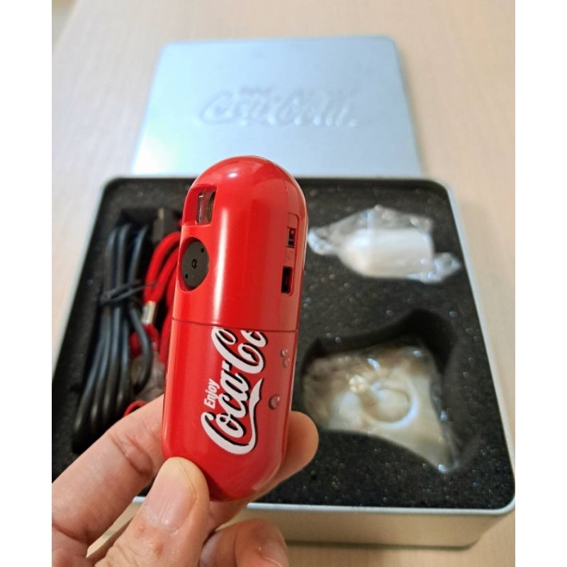 可口可樂coca-cola／90年代膠囊型數位相機／2盒一次出清／配件全齊