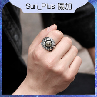 Sun Plus 臺灣現貨《光芒》戒指 S925泰銀戒指 男士個性嘻哈復古金色光芒歐美食戒指單身戒子 戒指 飾品 鈦鋼