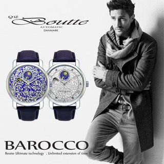 現貨 機械錶 BOUTTE BAROCCO 拋光雕花錶盤<日月星辰自轉盤>時尚復古稀缺款!