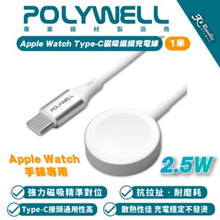 POLYWELL Type-C 磁吸 編織 充電線 Apple Watch 9 8 7 Ultra 2