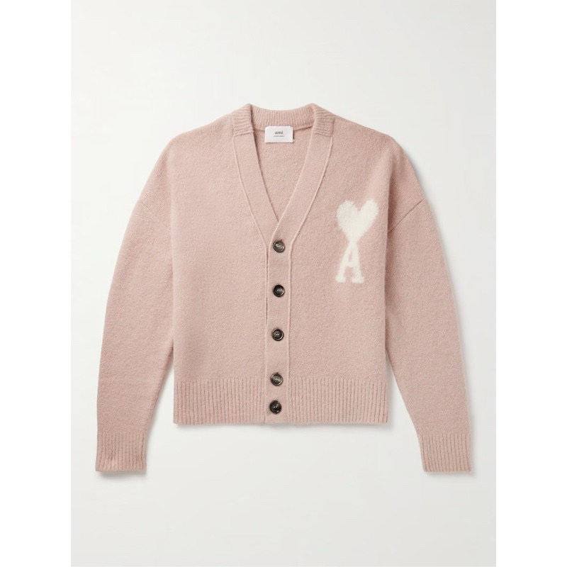 （特價全新✨絕美💕）AMI PARIS 開襟 毛衣 外套 裸粉色 粉紅色 XS 現貨只有一件