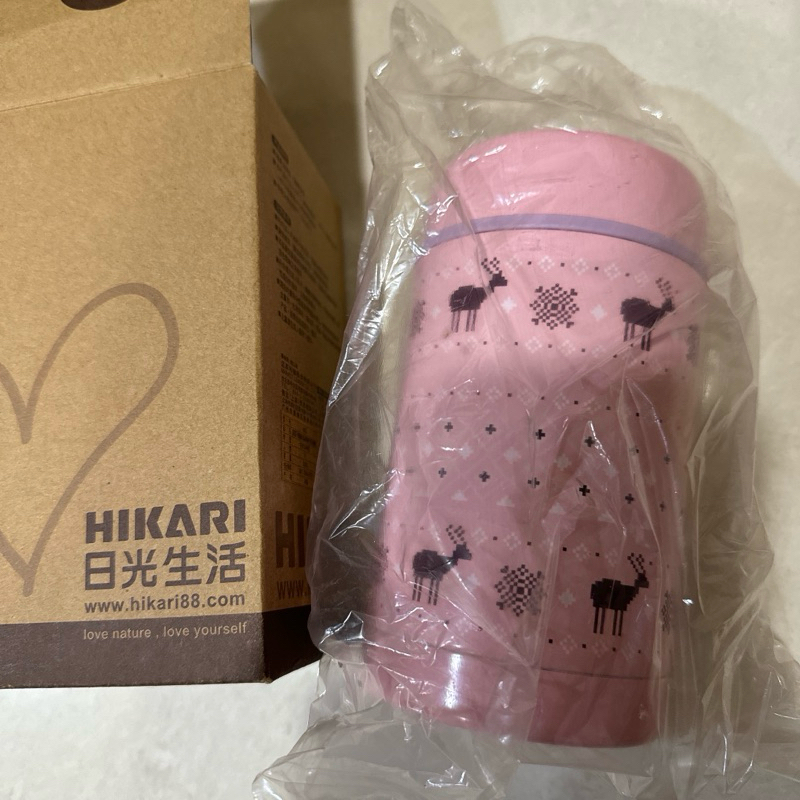 Hikari  日光生活 雙層不鏽鋼 保溫 燜燒杯 保溫杯 保溫瓶 麋鹿 500ml 粉紅色 全新 現貨