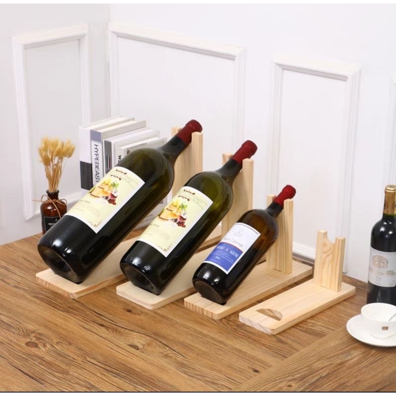 超低特價（現貨）創意單支紅酒架擺件實木裝斜放葡萄酒架客 廳家用松木紅酒展示架